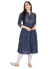 Indigo Print Pure Cotton A-Line Kurta
