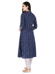 Indigo Print Pure Cotton A-Line Kurta