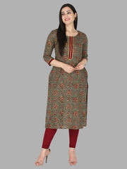 women’s Green pure cotton Jaipuri block printed kurti