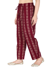 Maroon Printed Pure Cotton Pants