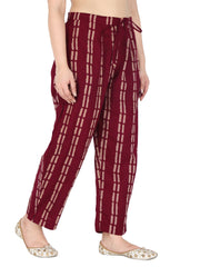 Maroon Printed Pure Cotton Pants