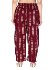 Maroon Printed Pure Cotton Pants