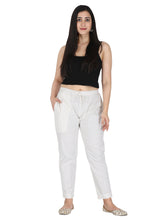 White Self Printed Pure Cotton Pants