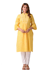 Yellow Kurti Floral Printed Kurta