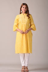 Yellow Kurti Floral Printed Kurta