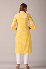 Yellow Kurti Floral Printed Kurta