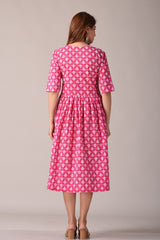 back view of women’s Jaipuri printed cotton dress