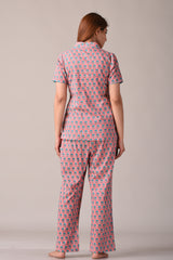 Pink Paisley Printed Pure Cotton Nightsuit and Loungewear (Top & Pyajama Set)