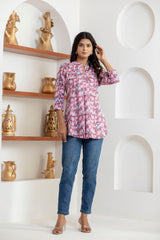 handcrafted Jaipuri block print detail on cotton top