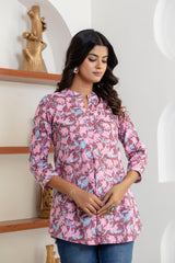 handcrafted Jaipuri block print detail on cotton top