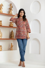 handcrafted Jaipuri block print detail on cotton top