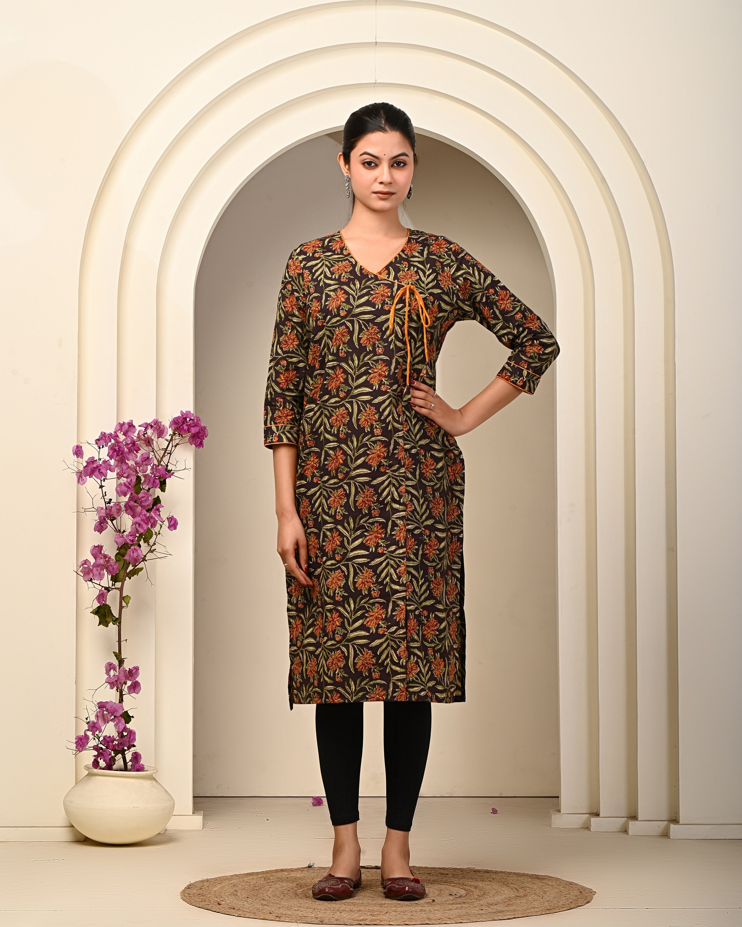 women’s Black pure cotton Jaipuri block printed kurti