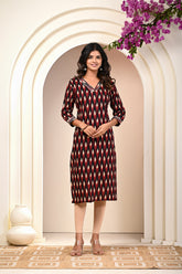 women’s Red & Black pure cotton Jaipuri block printed kurti