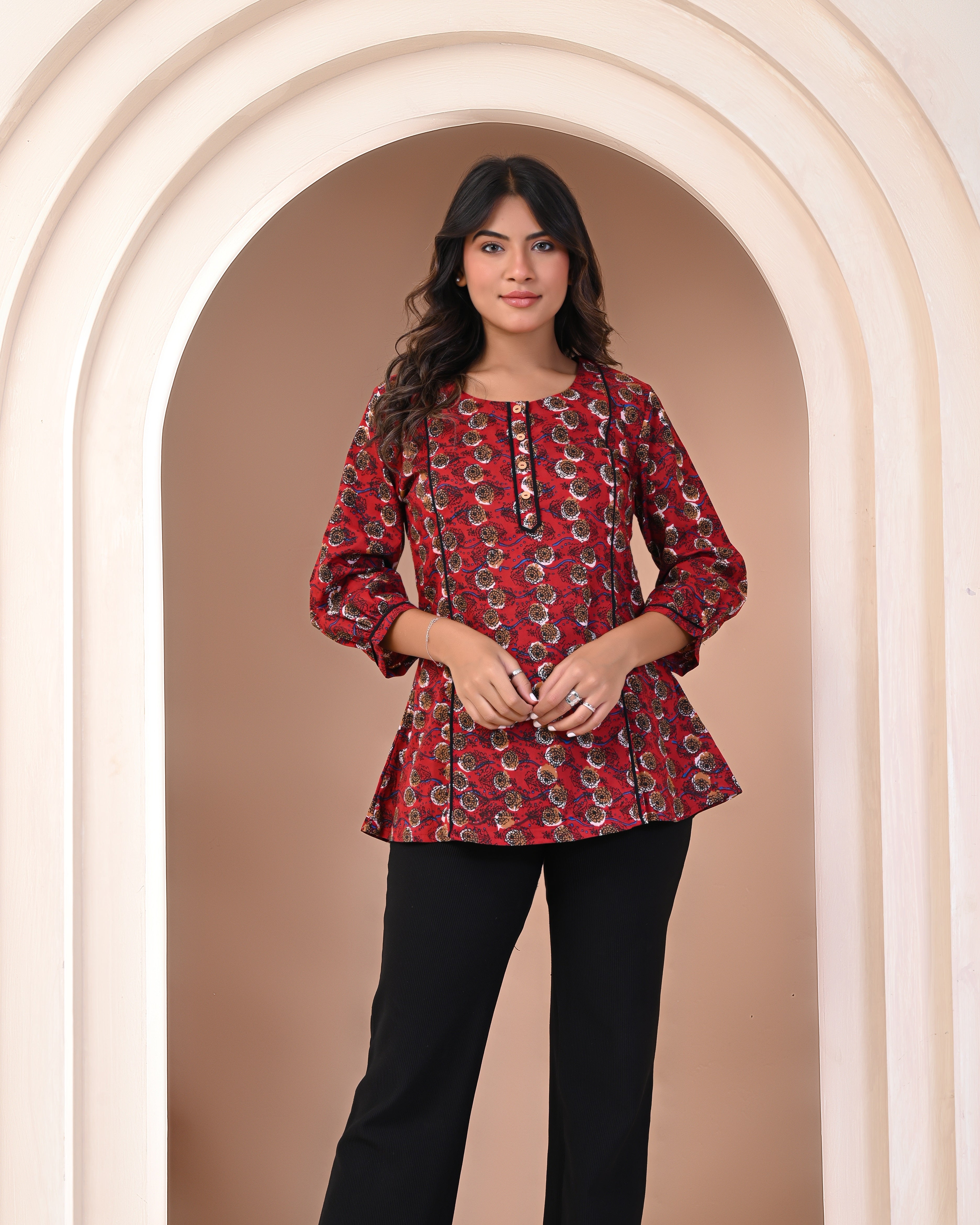 soft breathable cotton fabric texture in women’s top