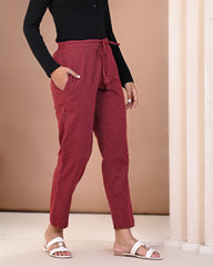 side view of cotton printed palazzo pants for women