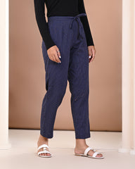 side view of cotton printed palazzo pants for women