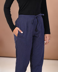 side view of cotton printed palazzo pants for women