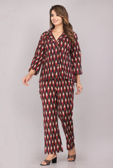 side view of cotton block print co-ord set for women