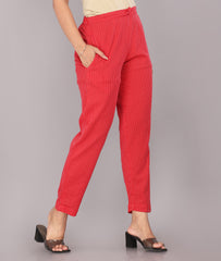 Red Color Pure Cotton Kantha Dobby Dyed Pants
