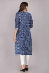 back view of women’s cotton Jaipuri printed kurti
