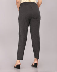 back view of women’s cotton printed pants