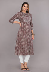 side view of Kashish cotton block print kurti for women