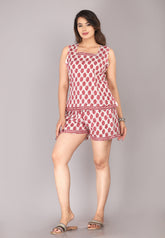 women’s Rust pure cotton printed night suit set