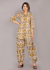 Jaipuri handcrafted block print detail on cotton co-ord set