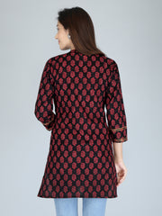 Maroon Ethnic Motif Printed Pure Cotton Short Kurta (Top)
