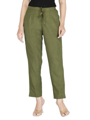 Olive Color Pure Cotton Kantha Dobby Dyed Pants