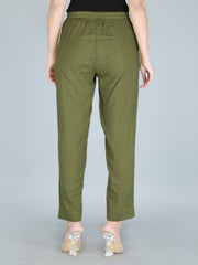 Olive Color Pure Cotton Kantha Dobby Dyed Pants