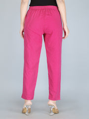 Fuchsia Pink Color Pure Cotton Kantha Dobby Dyed Pants