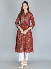 Rust Print Pure Cotton A-Line Kurta