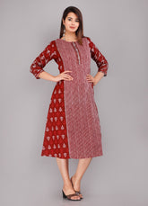 Red Ethnic Motif Printed Pure Cotton A-Line Kurta