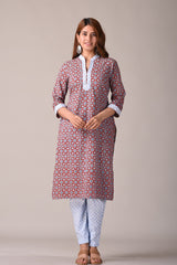 women’s Brown pure cotton Jaipuri block printed kurti