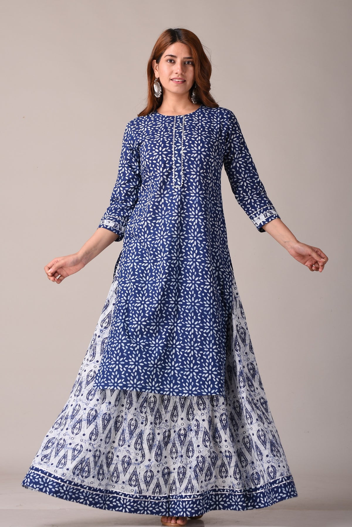 women’s Indigo pure cotton Jaipuri block printed kurta set