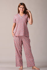 Pink Paisley Printed Pure Cotton Nightsuit and Loungewear (Top & Pyajama Set)