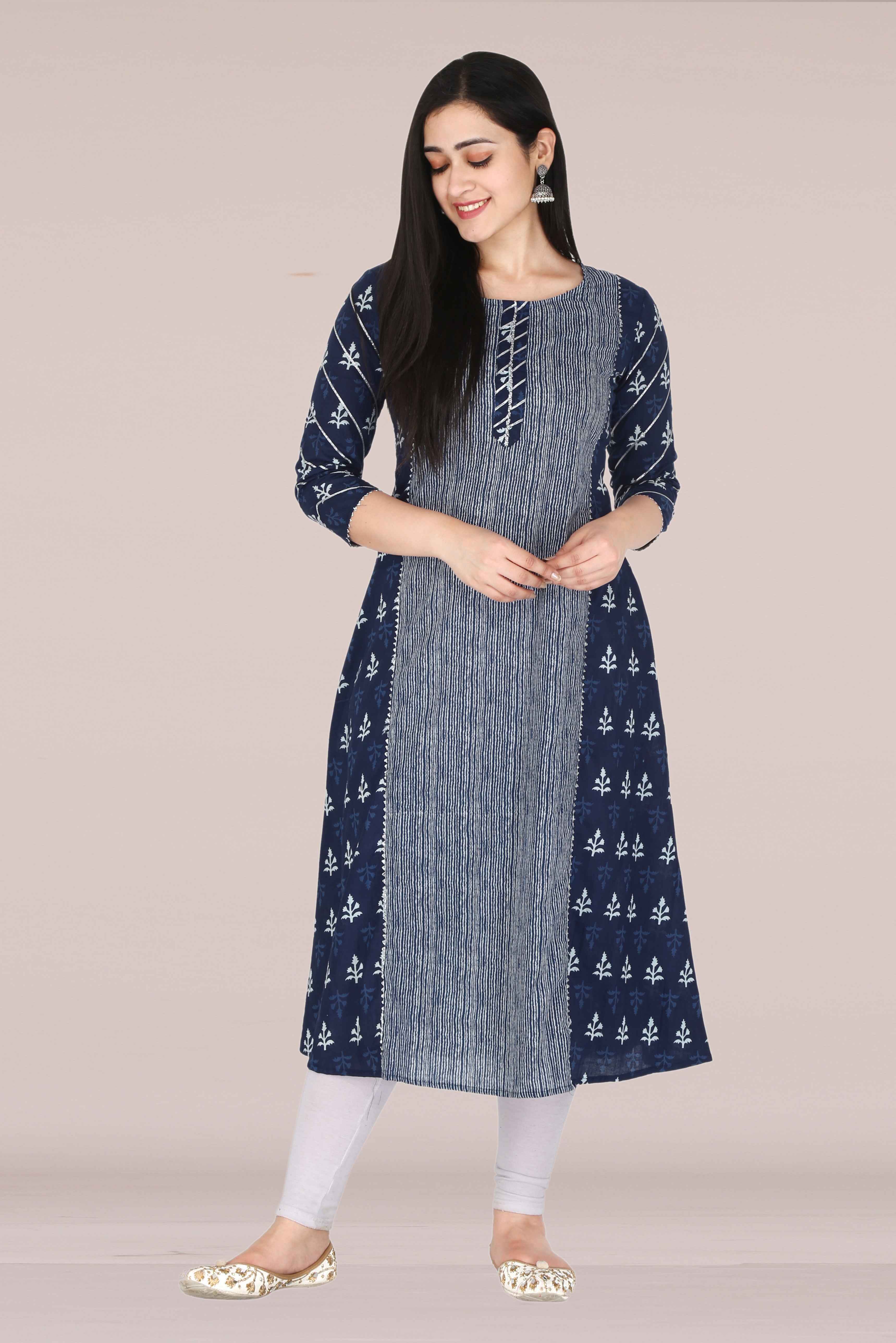 women’s Indigo pure cotton Jaipuri block printed kurti
