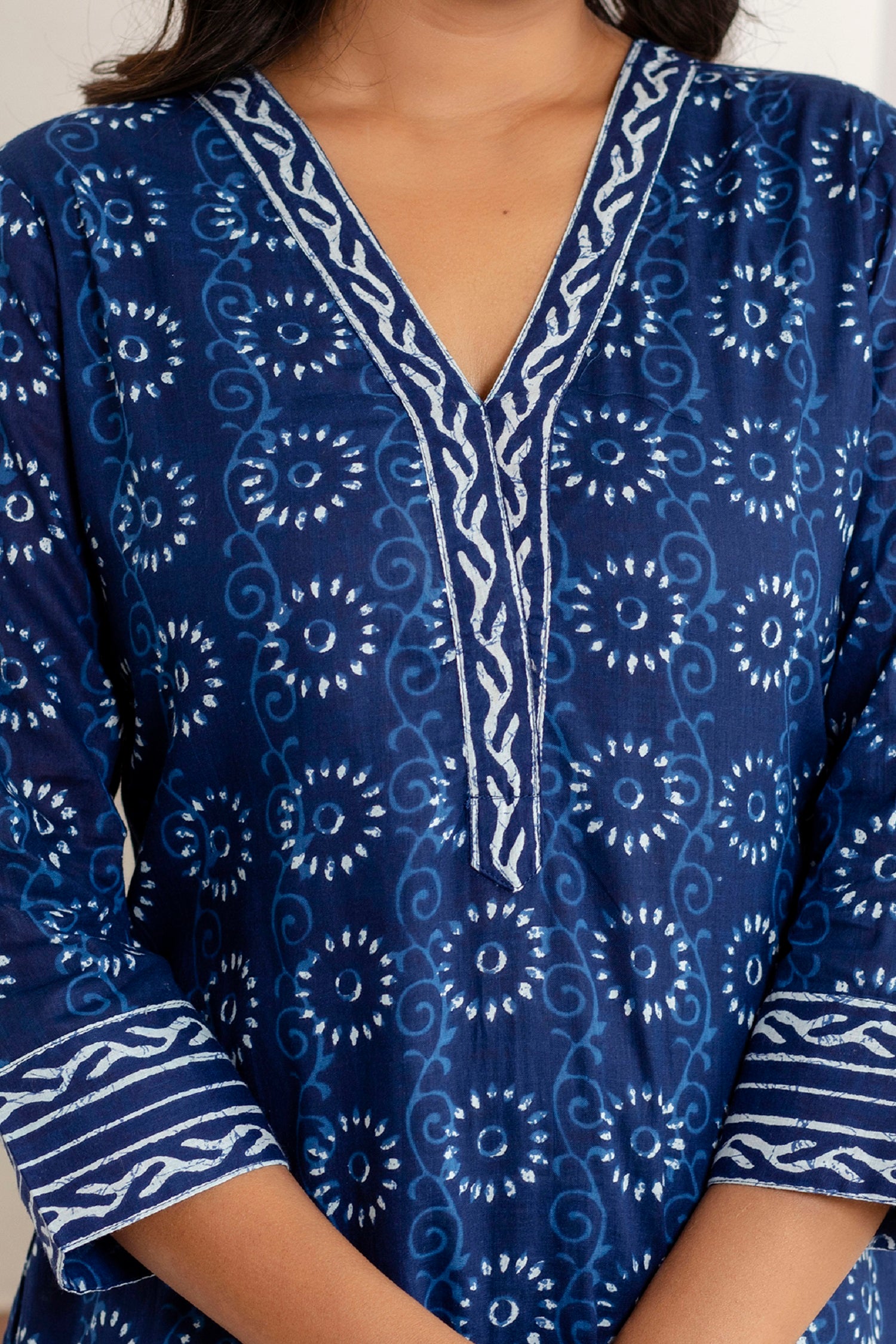 breathable pure cotton fabric used in block printed kurta set
