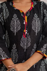 breathable pure cotton fabric used in block printed kurta set