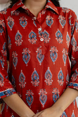 handcrafted Jaipuri block print detail on cotton top