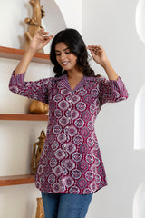 handcrafted Jaipuri block print detail on cotton top