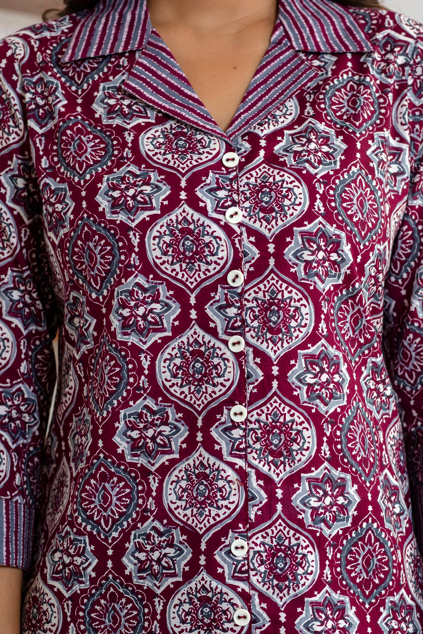 soft breathable cotton fabric texture in women’s top