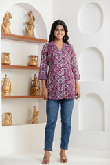 handcrafted Jaipuri block print detail on cotton top