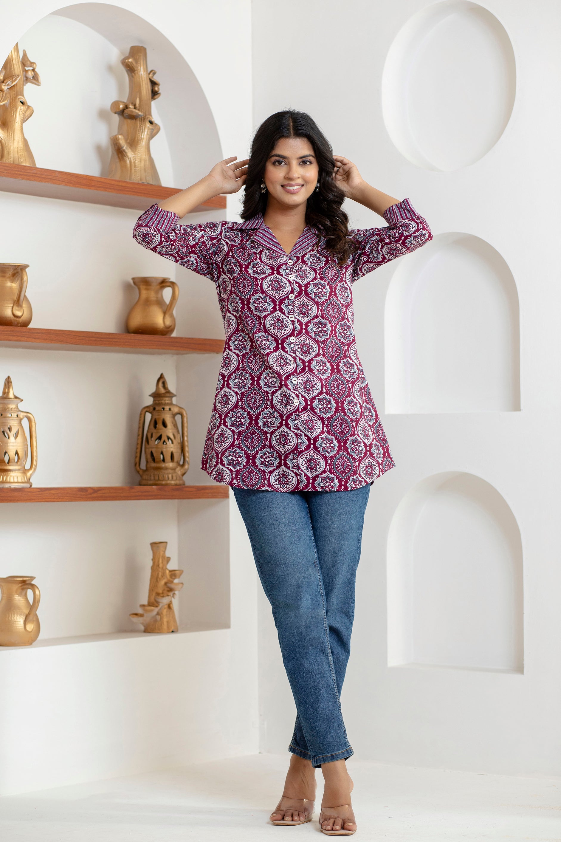 soft breathable cotton fabric texture in women’s top