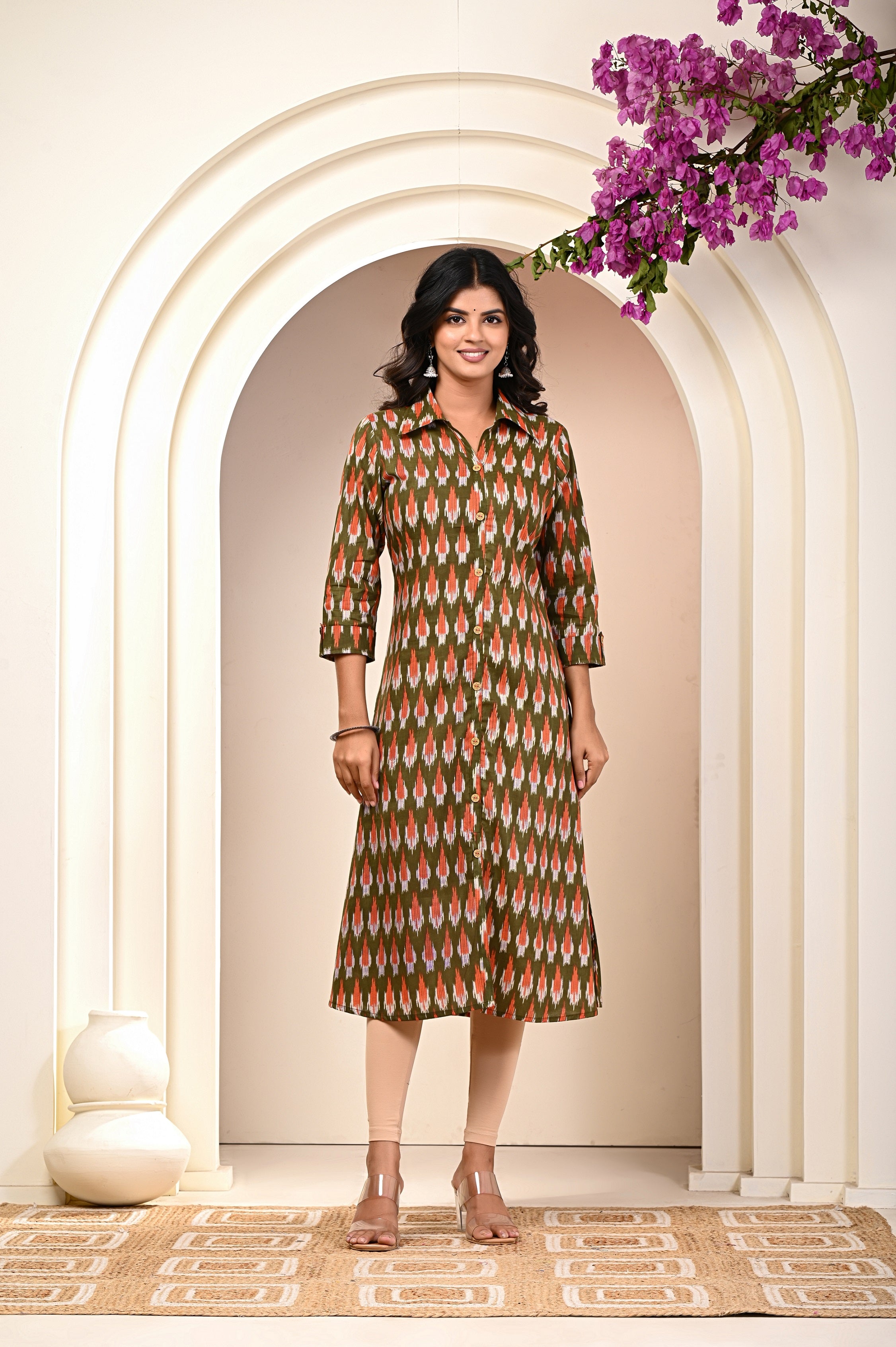 women’s Green pure cotton Jaipuri block printed kurti