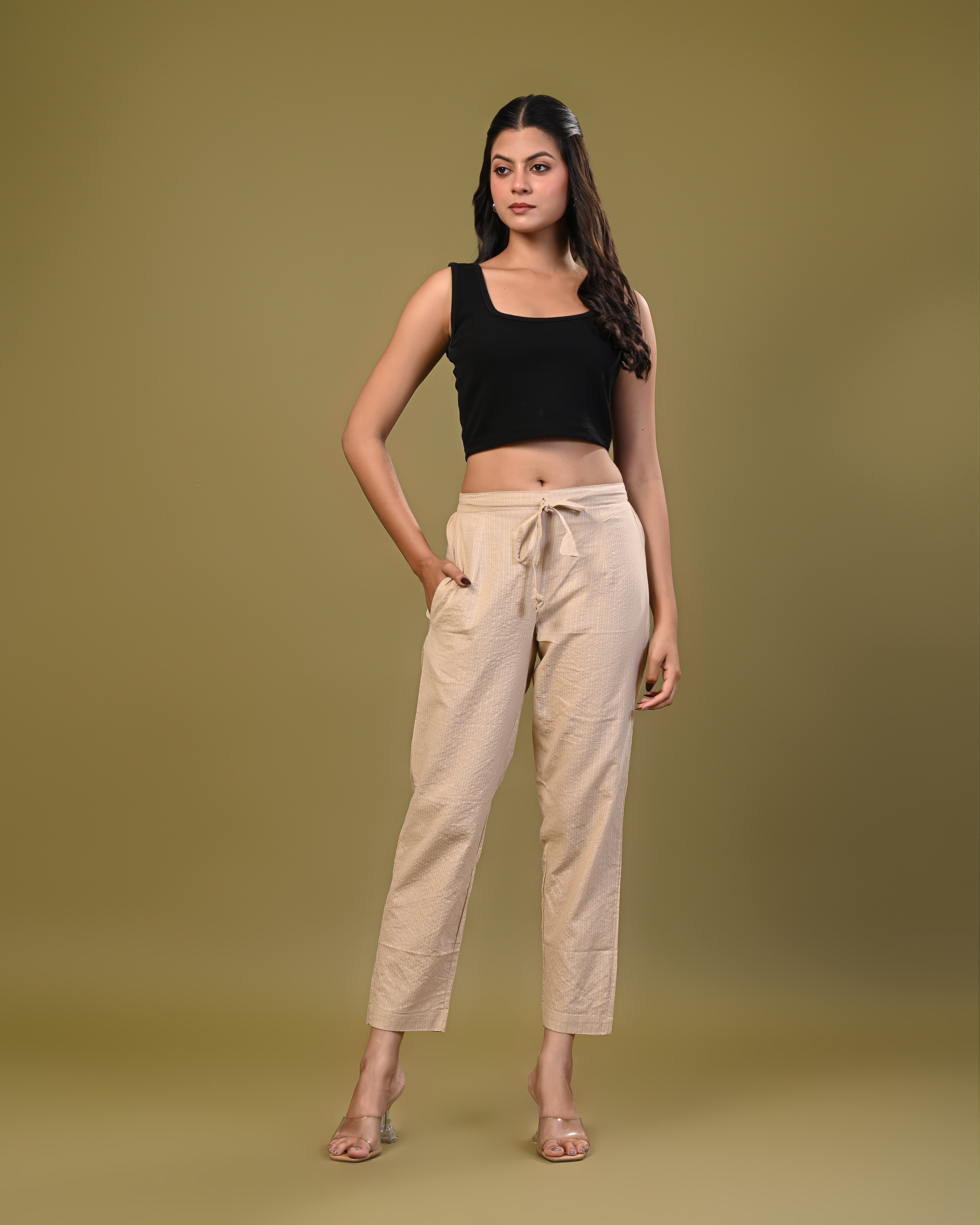 traditional block print detail on cotton palazzo pants