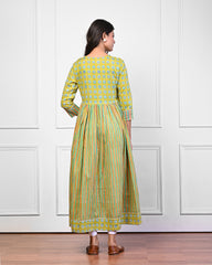 back view of women’s Jaipuri printed cotton dress