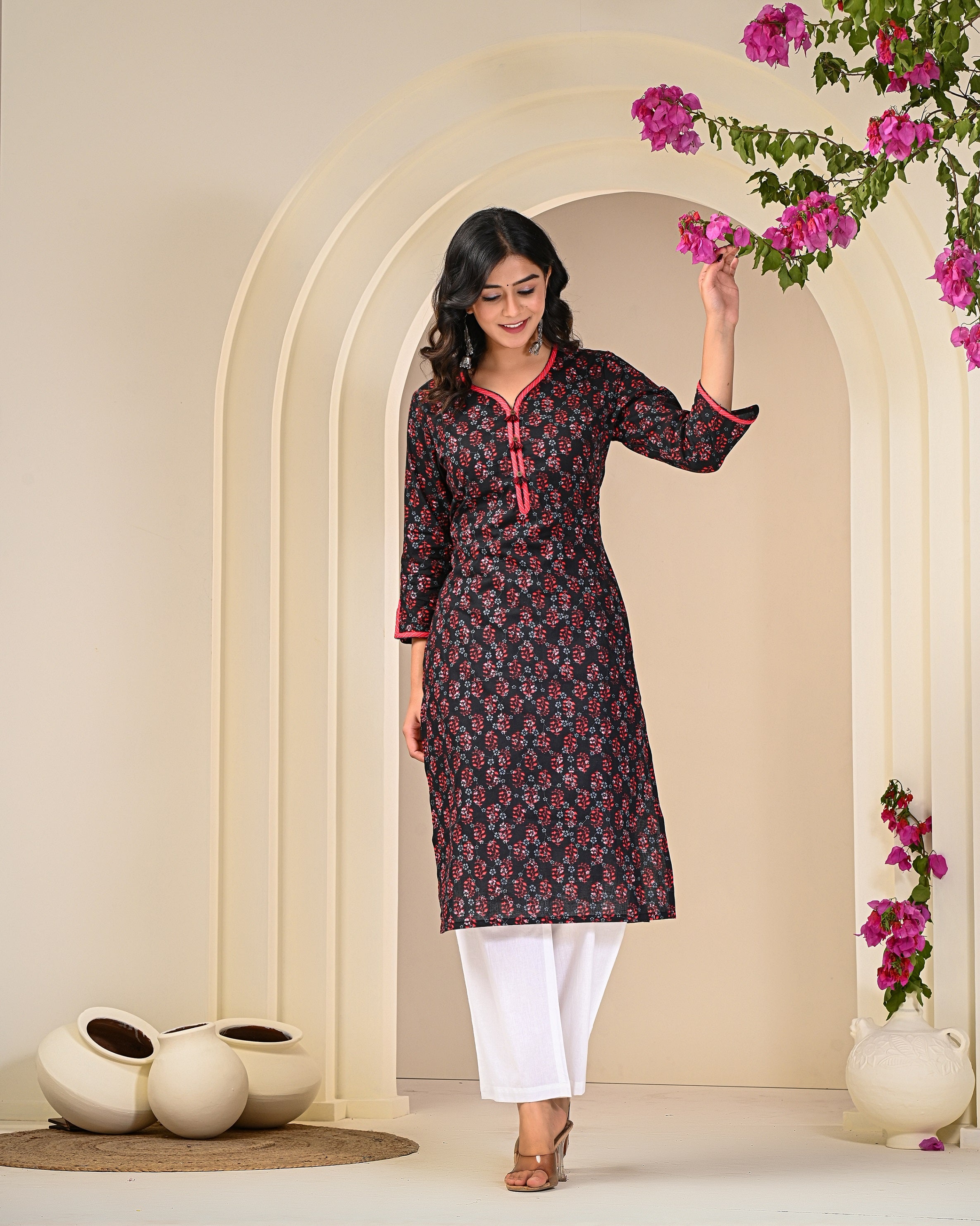 pure cotton fabric texture with handcrafted block printing