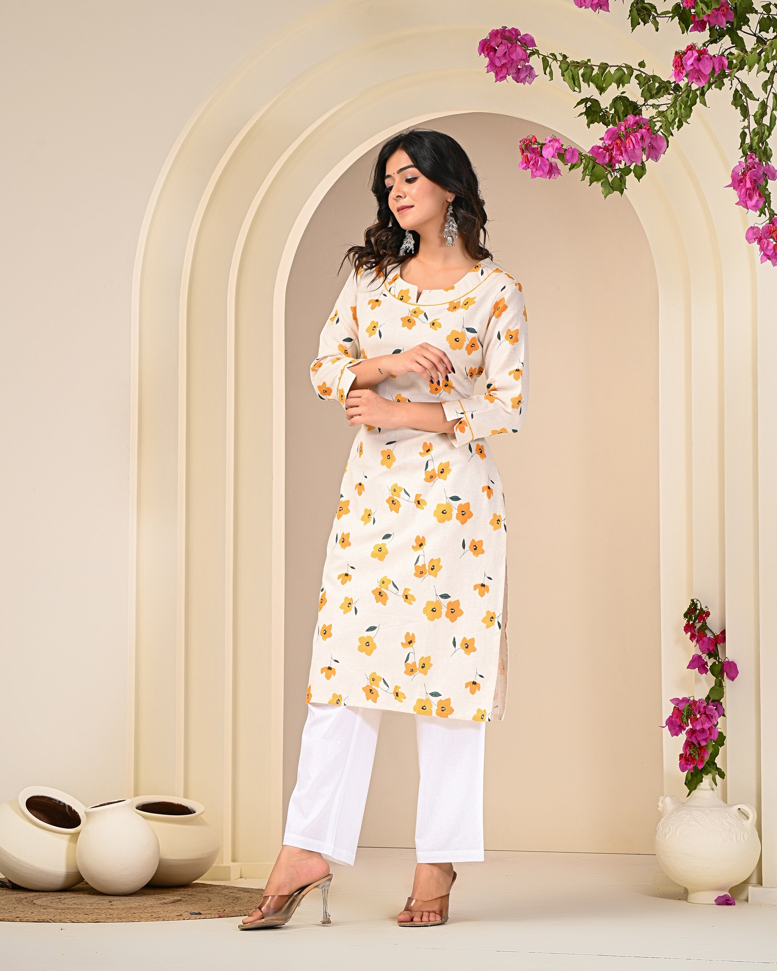 pure cotton fabric texture with handcrafted block printing